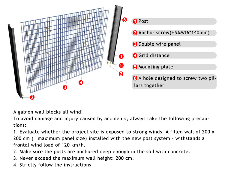 Hot Dip Galvanized Stone Gabion Cages Powder Coated Gabion Baskets Gabion Wall for Garden