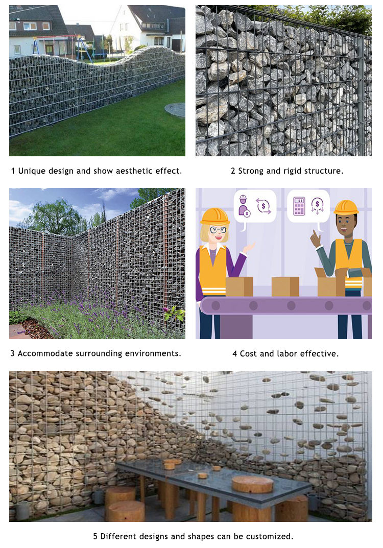 Hot Dip Galvanized Stone Gabion Cages Powder Coated Gabion Baskets Gabion Wall for Garden