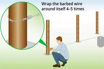 Step 3: Tie Barbed Wire to the First Post