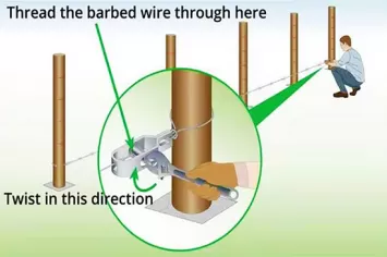 Step 4: Tension the Barbed Wire